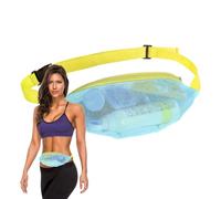 Borsa da spiaggia da donna, borsa a tracolla regolabile in rete, borsa da spiaggia con cintura regolabile, per spiaggia, nuoto, vacanze, viaggi, picnic, Banda Blu Chiaro Giallo, Refer to ,