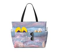 Borsa da spiaggia da donna con conchiglie rosa, impermeabile, con cerniera, leggera, a spalla, per la notte, shopping, nuoto, regali per le vacanze estive