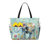 Borsa da spiaggia da donna con motivo mandala e elefante, impermeabile, con cerniera, leggera, per la notte, per lo shopping, la piscina, idea regalo per le vacanze estive