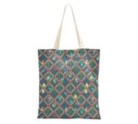 Borsa da spiaggia da donna con pinguino rosso e verde, in tela, riutilizzabile, con tasche, Decorazione natalizia a forma di campana scozzese verde, Taglia unica