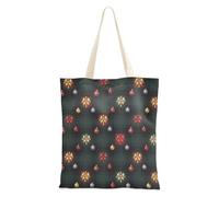 Borsa da spiaggia da donna con pinguino rosso e verde, in tela, riutilizzabile, con tasche, Natale verde plaid colorato ornamenti e regali, Taglia unica