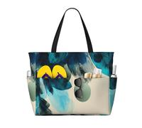 Borsa da spiaggia da donna con piume ad acquerello, impermeabile, con cerniera, leggera, per la notte, shopping, nuoto, regali per le vacanze estive
