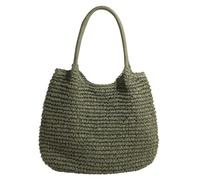 Borsa da spiaggia da donna, grande, in paglia intrecciata, impermeabile, elegante, estiva, per vacanze, viaggi, piscina e shopping, Verde, 380.00x130.00x250.00mm/14.96x5.12x9.84inch