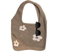 Borsa da spiaggia da donna, sacca per punti in maglie all'uncinetto estivo, sacchetti di tessuto, per gite, acquisti e uso quotidiano della borsa in tessuto all'uncinetto - spalline per donne con donn