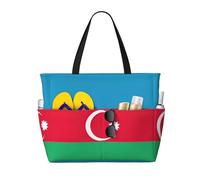Borsa da spiaggia di grande capacità Borsa impermeabile da piscina per palestra nuoto campeggio Carry On Bag Bandiera dell'Azerbaigian Stampa