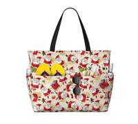 Borsa da spiaggia di grande capacità, impermeabile, per piscina, palestra, nuoto, campeggio, borsa da portare con sé, stampa di Babbo Natale
