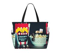 Borsa da spiaggia di grande capacità, impermeabile, per piscina, palestra, nuoto, campeggio, borsa da portare con sé film Clapboard e stampa popcorn