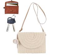 Borsa da spiaggia di paglia per le donne - Elegante borsa per la spesa in tessuto con riscaldamento a palla, borsa estiva alla per vacanze, shopping, viaggi e uso quotidiano, borsa a tracolla