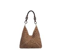 Borsa da spiaggia donna in paglia intrecciata, stile festivo, alla moda, a forma di secchiello Per lezioni, lavoro, vacanze(Khaki)