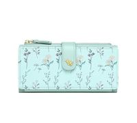 Borsa da spiaggia estiva da spiaggia, lunga da donna con motivo floreale, porta carte stretto, elegante design a tre pieghe per l'uso quotidiano (verde, taglia unica)