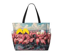 Borsa da spiaggia Flamingo per donna, borsa da spiaggia impermeabile e anti-sabbia, borsa da viaggio grande