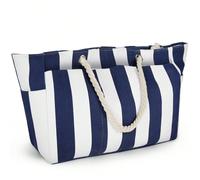 Borsa da spiaggia grande, borse da spiaggia da donna, borsa da spiaggia con cerniera XXL da uomo, borsa tote per famiglia extra large da donna, strisce bianche blu [GRAND SAC DE PLAGE] - La vita del s