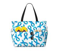 Borsa da spiaggia grande da donna con cerniera e tasca impermeabile, con nastro simbolo della consapevolezza del cancro alla prostata, leggera e pieghevole, ideale per viaggi, spesa, nuoto e sport.