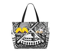 Borsa da spiaggia grande da donna con cerniera e tasca impermeabile, emblema nazionale delle Samoa Americane, leggera e pieghevole, ideale per la palestra, i viaggi, la spesa, il nuoto e lo sport.