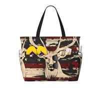 Borsa da spiaggia grande da donna con cerniera e tasca impermeabile, ideale per la caccia al cervo, la spesa, il nuoto e lo sport. Borsa leggera e pieghevole, perfetta per viaggi, spesa, nuoto e spor