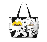 Borsa da spiaggia grande da donna con motivo "Mamma Orsa", con cerniera e tasca impermeabile, leggera e pieghevole, ideale per la palestra, i viaggi, la spesa, il nuoto e lo sport.