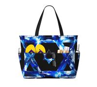 Borsa da spiaggia grande da donna con simbolo di Israele, stella e bandiera, con cerniera e tasca impermeabile, leggera e pieghevole, ideale per la palestra, i viaggi, la spesa, il nuoto e lo sport.
