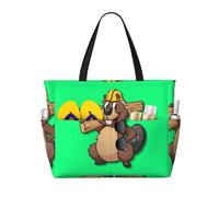 Borsa da spiaggia grande da donna con stampa di cas al lavoro, impermeabile, pieghevole con cerniera, ideale per viaggi e vacanze.