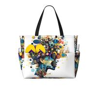 Borsa da spiaggia grande da donna con stampa di cervello e intelligenza artificiale, impermeabile, pieghevole con cerniera, ideale per viaggi e vacanze.