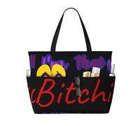 Borsa da spiaggia grande e divertente con scritta sarcastica "I'M That Bitch" per donna, con cerniera e tasca impermeabile, borsa da palestra leggera e pieghevole per viaggi, spesa, nuoto e sport.