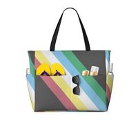 Borsa da spiaggia grande per donne, ideale per il Mese dell'Orgoglio della Disabilità, con cerniera e tasca impermeabile, leggera e pieghevole, perfetta per viaggi, spesa, nuoto e sport.