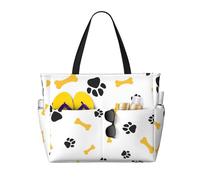 Borsa da spiaggia grande Pets Paw per donna con cerniera e tasca impermeabile, borsa da palestra leggera e pieghevole per viaggi, spesa, nuoto, sport