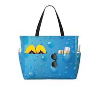 Borsa da spiaggia grande Very Cool Water Droplets per donna con cerniera e tasca impermeabile, borsa da palestra leggera e pieghevole per viaggi, spesa, nuoto, sport