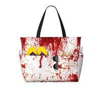 Borsa da spiaggia horror con schizzi di sangue, borsa tote da donna per piscina con cerniera, ideale per palestra, spesa e viaggi, con tasca impermeabile.