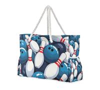 Borsa da spiaggia impermeabile a prova di sabbia da bowling con motivo cartoni animati da bowling con cerniera borse da viaggio per donne da portare avanti per viaggi, palestra, vacanze