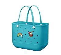 Borsa da spiaggia in gomma borsa da viaggio impermeabile per donna borsa tote lavabile borsa per sport spiaggia mercato piscina, Verde lago., Large