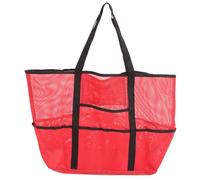 Borsa da spiaggia in mesh impermeabile grande capacità con 8 tasche traspiranti sacchetto per piscina a maglie per uscite in spiaggia per le vacanze Materiale in nylon da viaggio (Rosso)