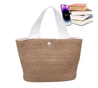 Borsa da spiaggia in paglia - Borsa intrecciata - Grande tracolla multiuso Boho per la spesa picnic party viaggio palestra crociera festival matrimonio, bianco, Taglia unica