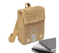 Borsa da spiaggia in paglia, borsa tessuta in paglia a tracolla,Borsa da spiaggia retrò - Borsa a tracolla in paglia, zaino tessuto a mano, piccoli zaini per il viaggio