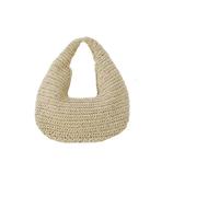 Borsa da spiaggia in paglia intrecciata, borsa da ascella intrecciata a mano, borsa a tracolla, borsa da spiaggia estiva(Beige)