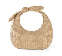 Borsa da spiaggia in paglia intrecciata, borsa da ascella intrecciata a mano, borsa a tracolla, borsa da spiaggia estiva(Brown)