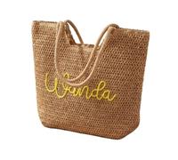 Borsa da spiaggia in paglia personalizzata,Bomboniere per addio al nubilato,Borsa da piscina per ragazze con nome personalizzato,Regalo per damigella d'onore, Kaki