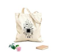 Borsa da spiaggia in poliestere e cotone Tessuto spesso 12 once Circuito stampato Geek verticale Ingegnere informatico Tecnologia CPU Hacker informatico Materiale delicato sulla pelle 35x40cm Grande