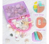 Borsa da spiaggia in rete - Borsa collezione conchiglie con cerniera e tracolla regolabile. Borsa da spiaggia carina, perfetta per raccogliere conchiglie, giocattoli da spiaggia e accessori per il nuo