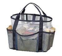 Borsa da spiaggia in rete - Borsa da vacanza in rete con 6 tasche, organizer per vacanze al mare per esterni, per asciugamani, protezione solare, pantofole, costumi da bagno, occhiali da sole