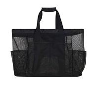 Borsa da spiaggia in rete, borsa da viaggio con tasche con cerniera, traspirante, grande capacità per giocattoli, vestiti, scarpe, cappelli, bottiglie d'acqua, asciugamani