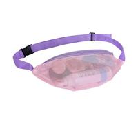 Borsa da spiaggia in rete - Borsa in rete traspirante, regolabile con tessuto a rete per conchiglie durante il nuoto, le vacanze, i viaggi, le gite estive, Nastro rosa e viola, vedi