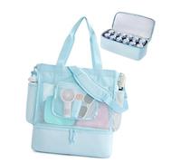 Borsa da spiaggia in rete con scomparto termico Borsa da picnic staccabile isolata con cerniera e tasca Borse da piscina Donna Borsa da spiaggia resistente alla sabbia da donna con borsa termica e