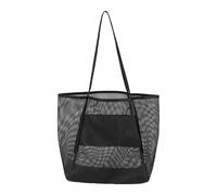 Borsa da spiaggia in rete - ergonomica e grande capacità con una tasca interna | Borsa tote in rete per la stagione estiva, per donna, sport, nuoto, spiaggia, viaggi, vacanze, Nero , Fare riferimento
