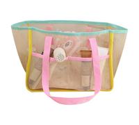 Borsa da spiaggia in rete, grande borsa da spiaggia a prova di sabbia, per donne e bambini, borsa da spiaggia in rete, per giocattoli, asciugamani, bottiglie d'acqua, snack, viaggi, piscina, picnic
