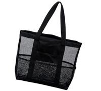 Borsa da Spiaggia in Rete Nera 8 Scomparti e Manici Doppi | Poliestere Pieghevole, Visibilità Immediata, Spazio Centrale Ampio, per Viaggio Breve e Campeggio