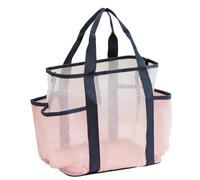 Borsa da spiaggia in rete rosa, grande borsa da viaggio per piscina, nuoto, con 5 tasche, in PVC, ad asciugatura rapida, borsa essenziale per le vacanze, per donne, 40 x 29 x 18 cm