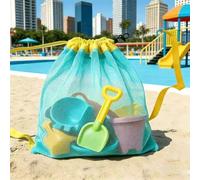Borsa da spiaggia in rete, serie conchiglie con cerniera e tracolla regolabile, borsa tote da spiaggia carina, perfetta per raccogliere conchiglie, giocattoli da spiaggia e forniture per il nuoto, org