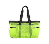 Borsa da spiaggia in rete - Tote con tasche, borsa da spiaggia leggera, grande borsa per telo mare con 8 tasche, borsa con cerniera esterna in rete di nylon per il viaggio in spiaggia in