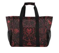 Borsa da spiaggia in tela con scompartimenti in stile gotico rosso e nero per Halloween, Gotico rosso Nero Halloween Tarocchi astrologia, 1 size, Moda