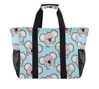 Borsa da spiaggia in tela resistente all'acqua pieghevole con koala grigia a forma di koala, stile cartone animato, Koala grigio carino cartone animato, 1 size, Moda